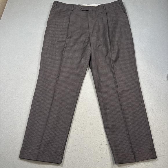 Hart Schaffner Marx Other - Hart Schaffner Marx 100% Wool Pleated Cuffed Gray Micro Checked Dress Pants 40R